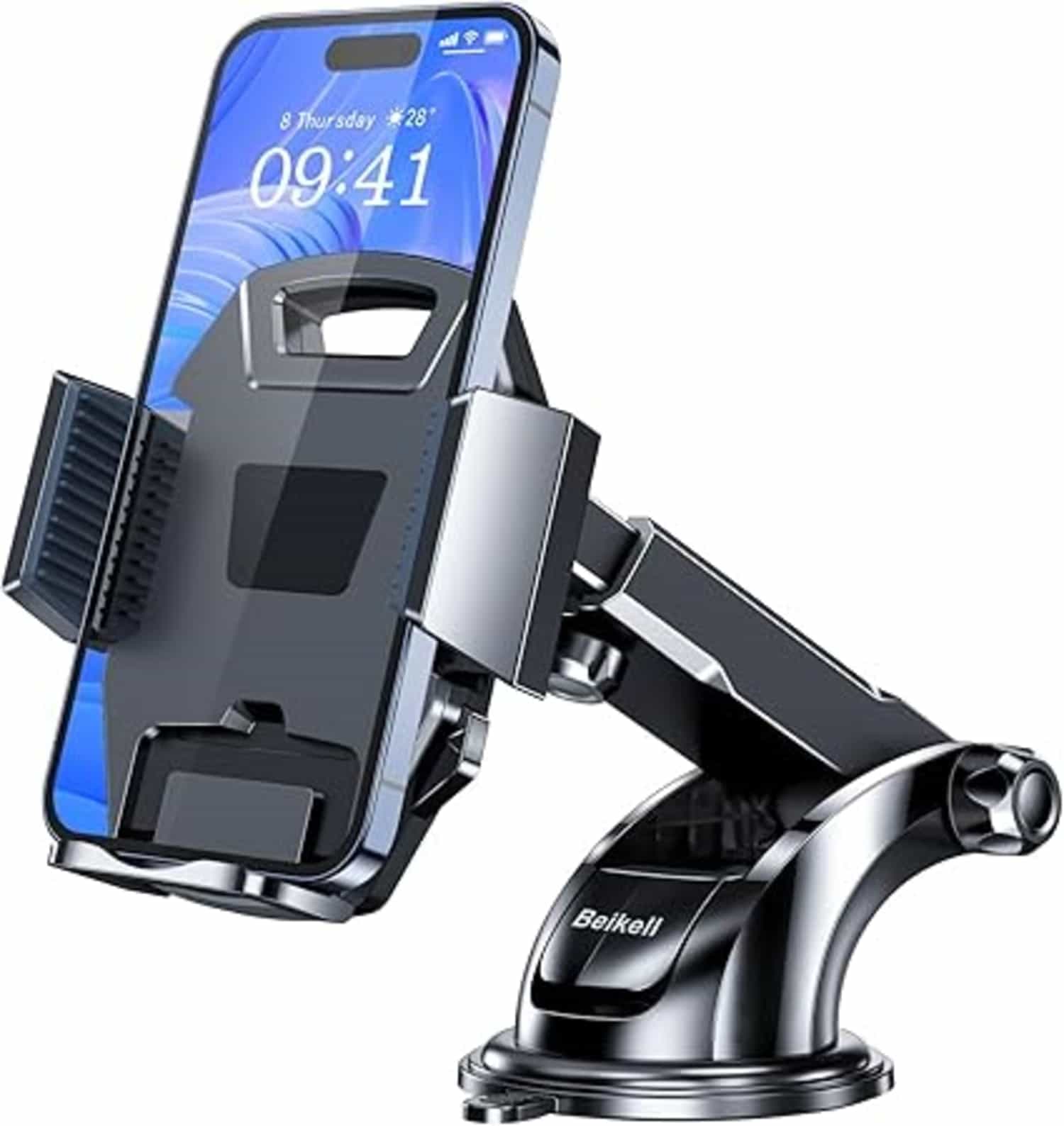 Beikell Autotelefoonhouder voor auto, 360° draaibaar, één-knop release, glasplaat, Amatease