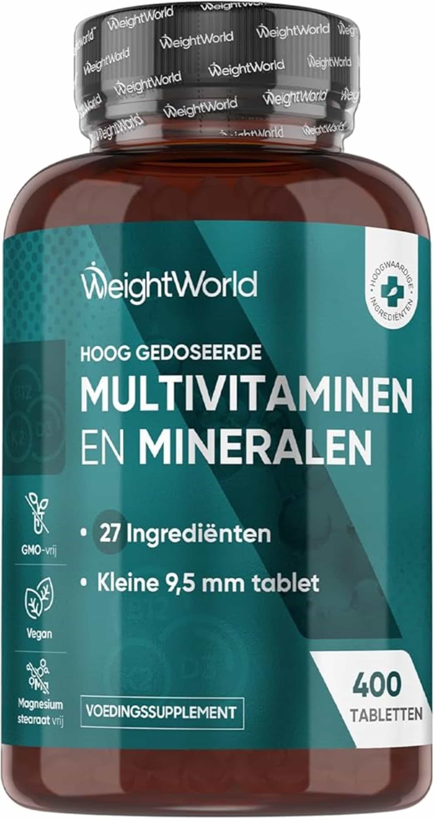 Multivitamine en Mineralen Tabletten: 400 stuks, 1+ jaar voorraad, vegan, mannen en vrouwen