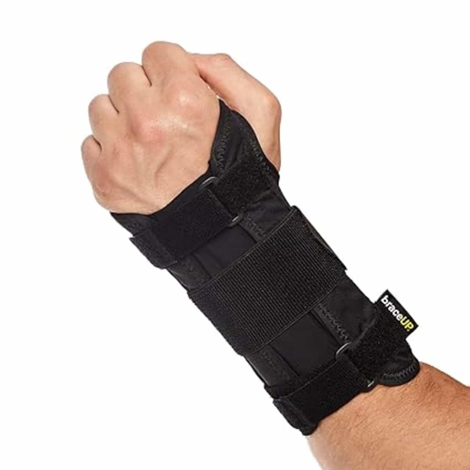 BraceUP carpale tunnel polsbrace voor mannen en vrouwen, metalen polsspalk, L/XL, linkshandig