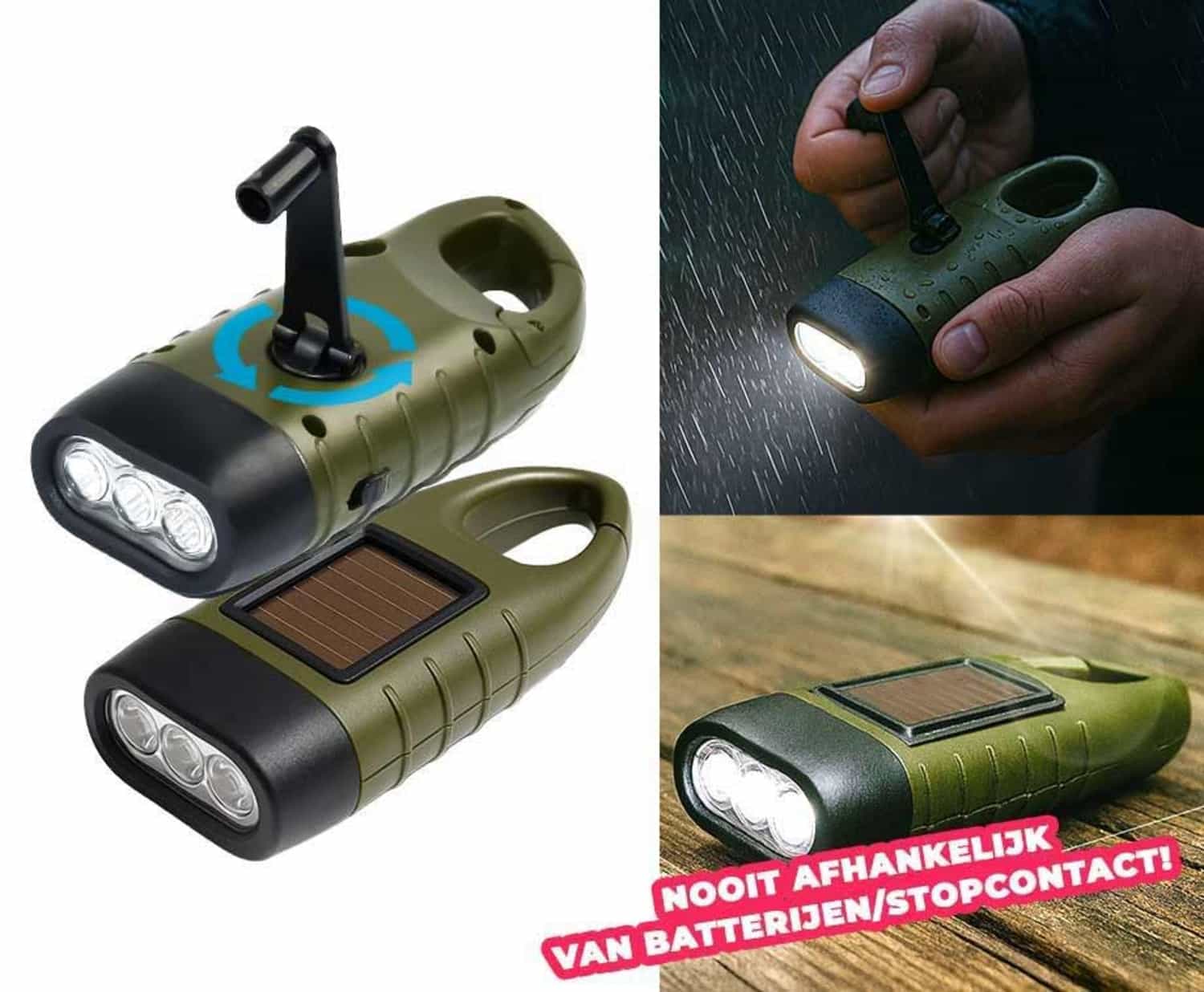 Noodzaklamp 1+1 GRATIS - Met Zwengel En Solar Voor Gebruik Zonder Batterije ...