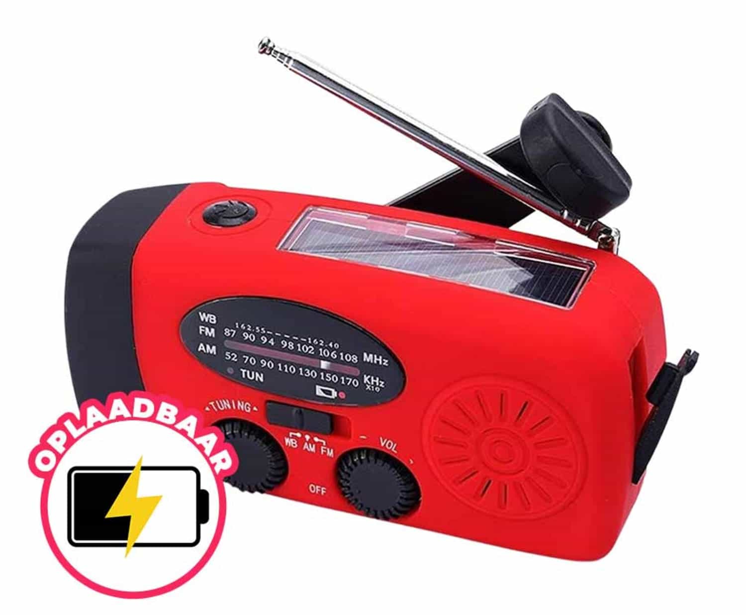 AM/FM Noodradio Oplaadbaar Zonder Stopcontact - Met Zaklamp En Powerbank! ...