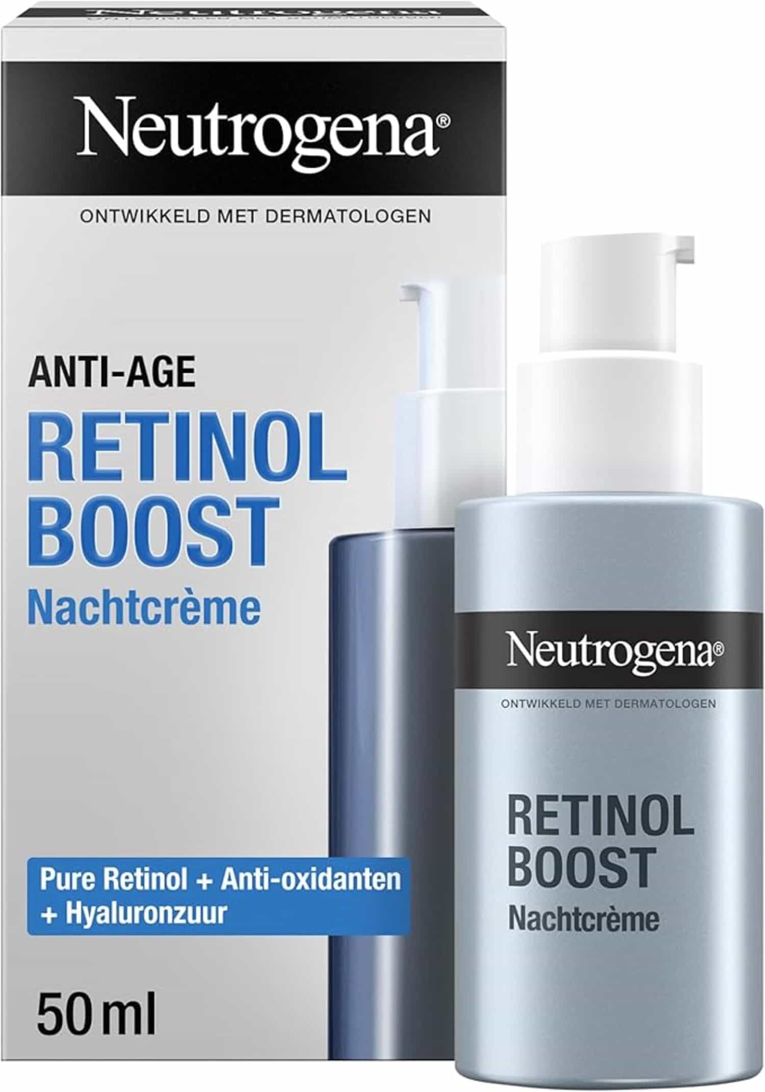 Neutrogena Retinol Boost Nachtcrème – anti-age met retinol, antioxidanten en hyaluronzuur, ongeparfumeerd, 50 ml