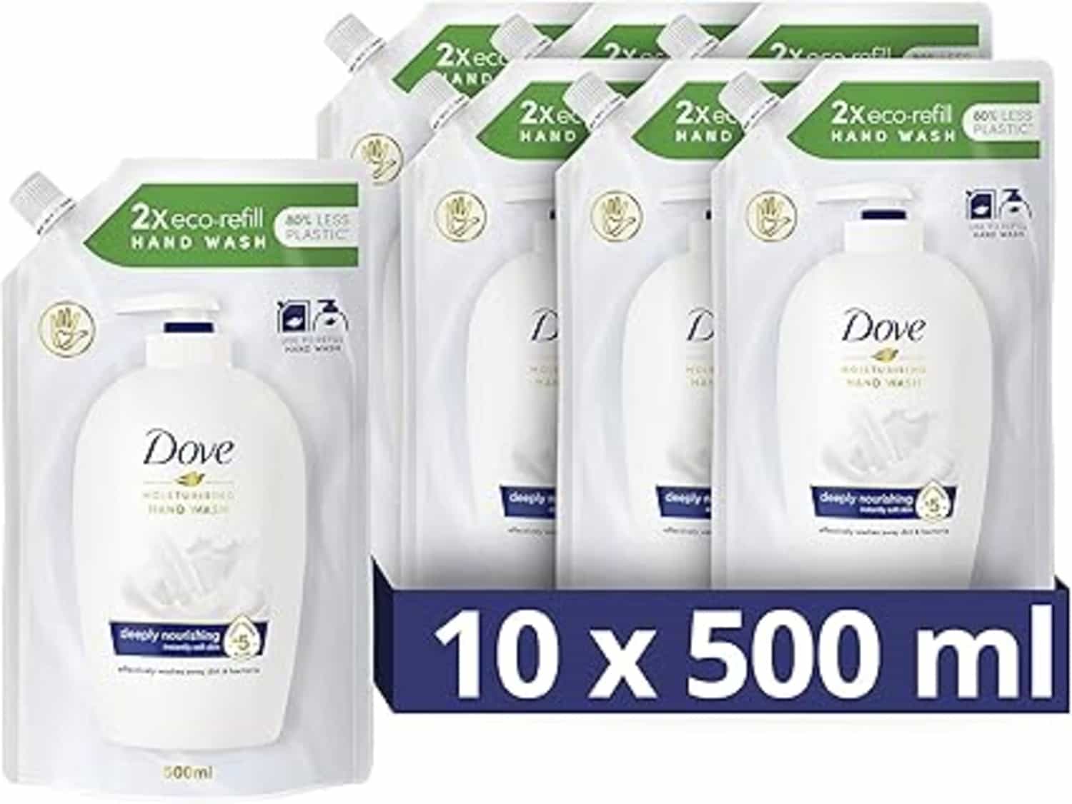 Dove Deeply Nourishing Vloeibare Handzeep Navulling, 10 x 500 ml – Voordeelverpakking