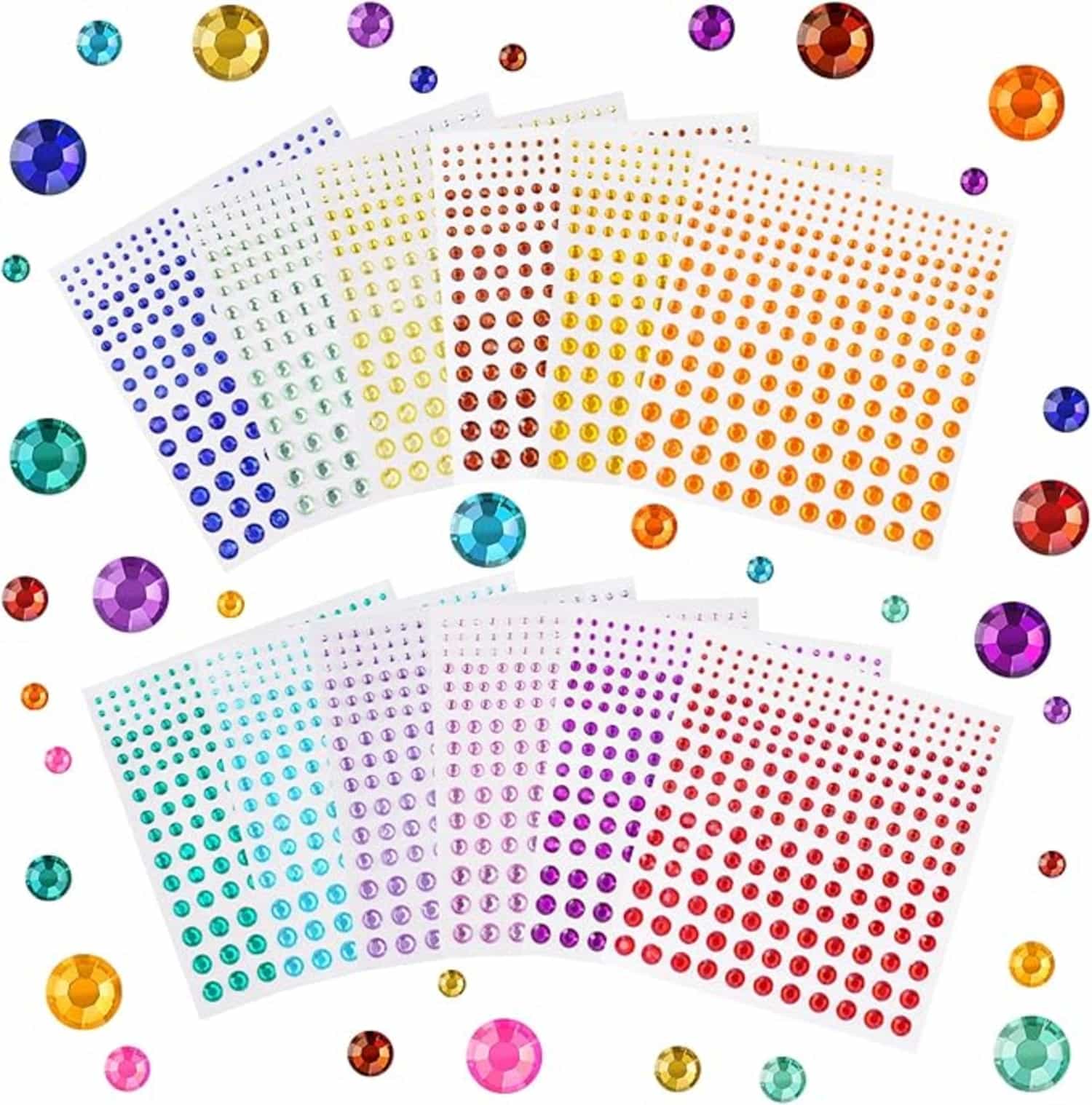 Vicloon Zelfklevende Strass Edelsteen Stickers, 2700 Gezichtsjuwelen voor Wangen, Haar en Nagels