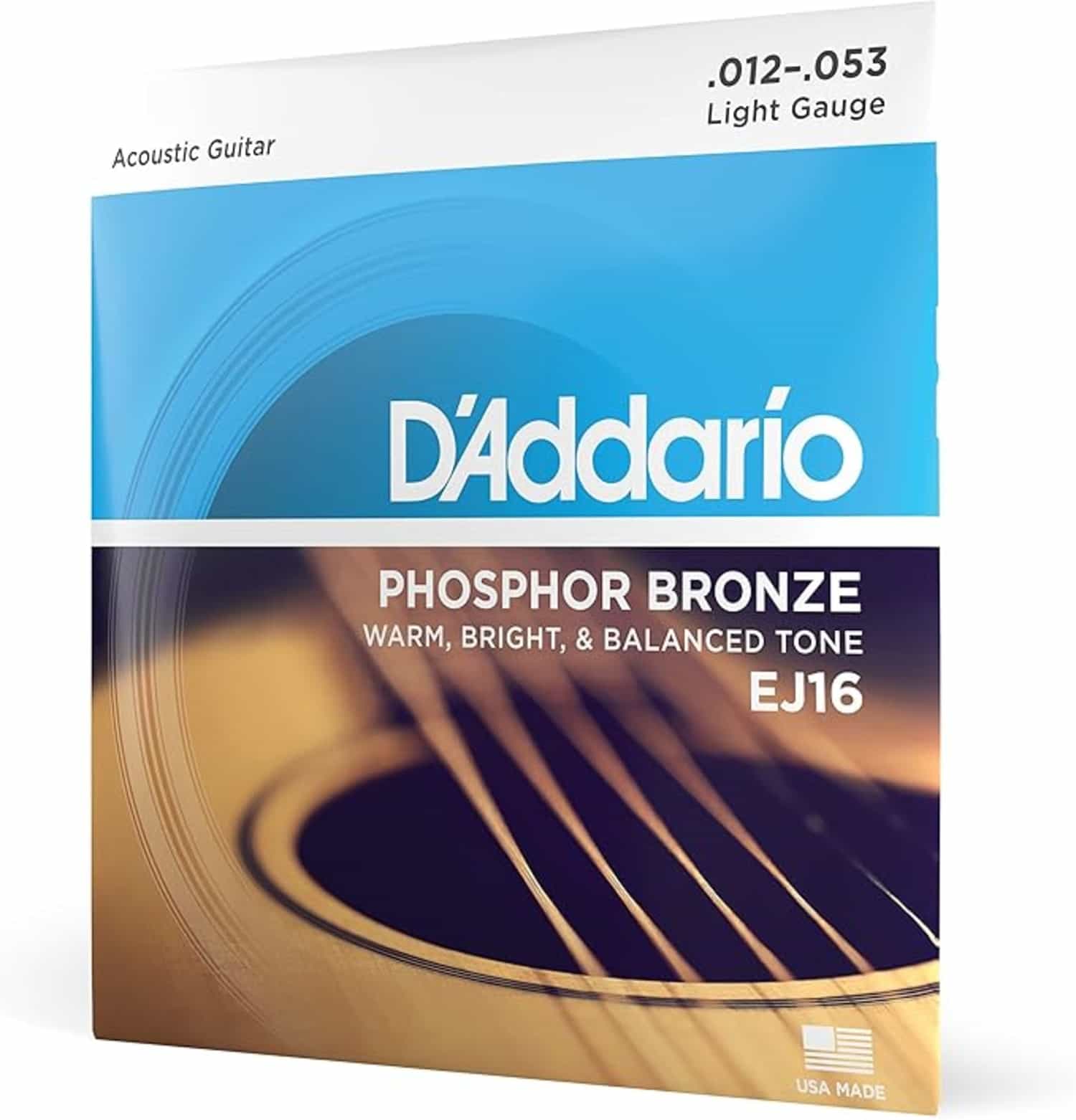 D'Addario EJ16 Fosfor Bronzen Gitaarsnaren voor 6-snarige Akoestische Gitaar, Licht 12-53