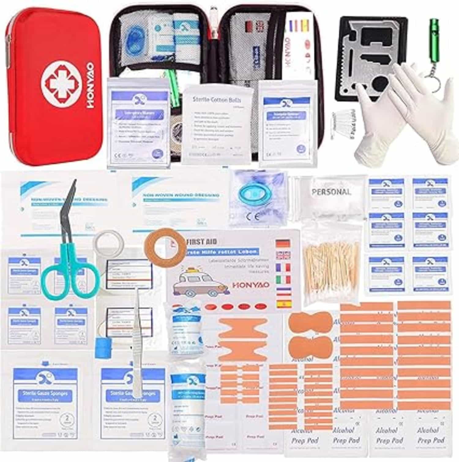 HONYAO EHBO-set: compacte, lichte harde box voor auto, motor, camping en noodgevallen