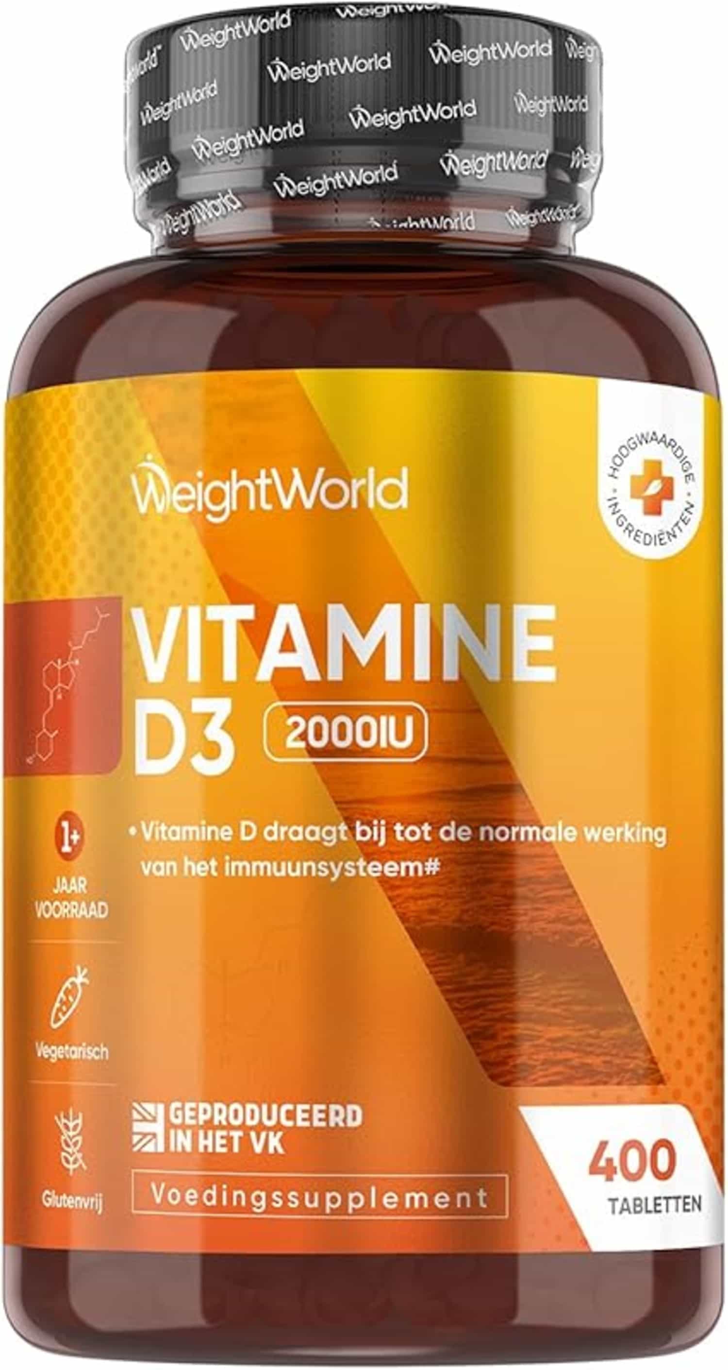 Vitamine D3-tabletten 2000 IE, 400 vegetarische tabletten, 1+ jaar voorraad, WeightWorld Verenigd Koninkrijk
