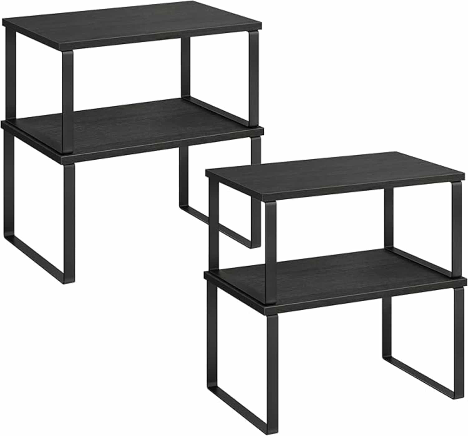 SONGMICS kruidenrek, 4-delig set, uitbreidbaar en stapelbaar, zwart-ebbenhout KCS027B01