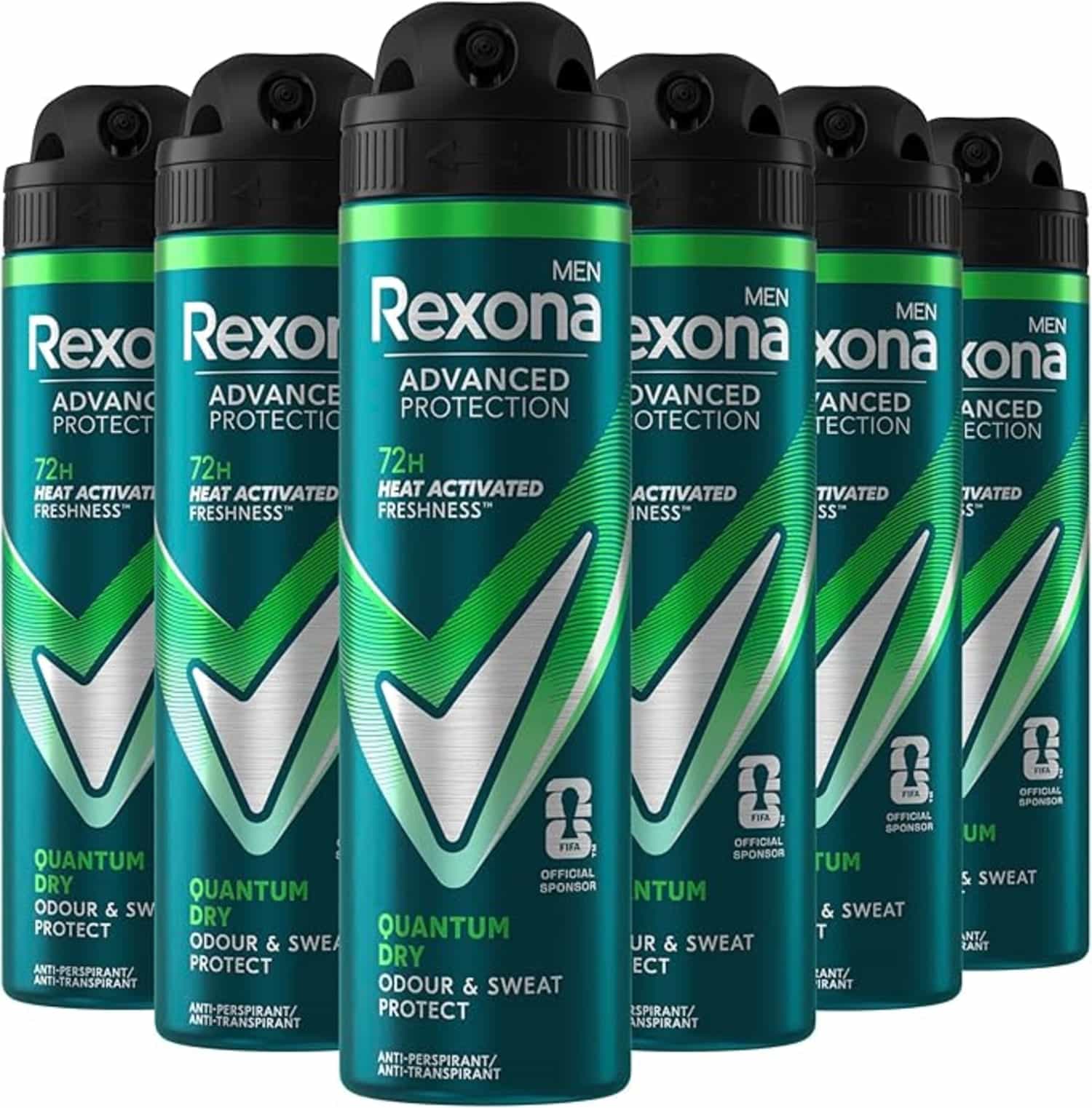 Rexona Men Advanced Protection Quantum Dry antitranspirant, 72 uur bescherming, 6 x 150 ml Voordeelverpakking