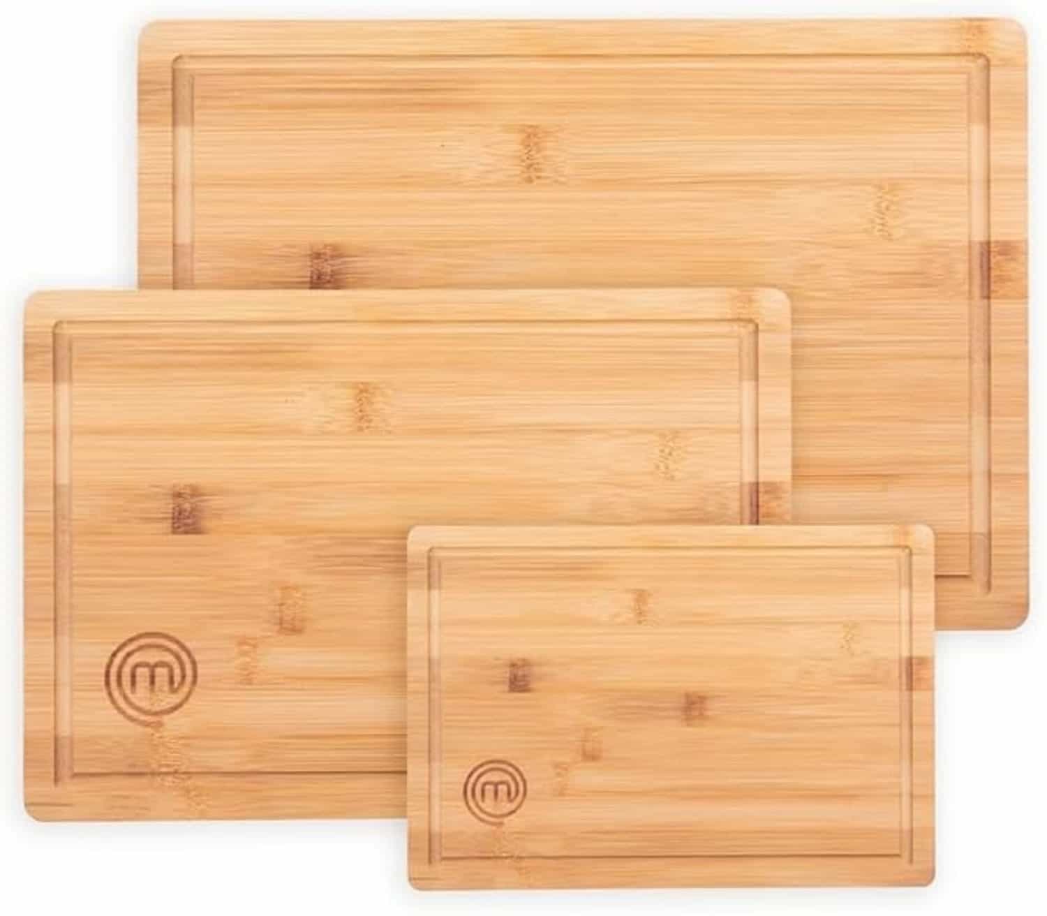 Masterchef Houten Snijplanken van Bamboe – Groot, Medium en Klein – Sapgroeven, Vaatwasmachinebestendig