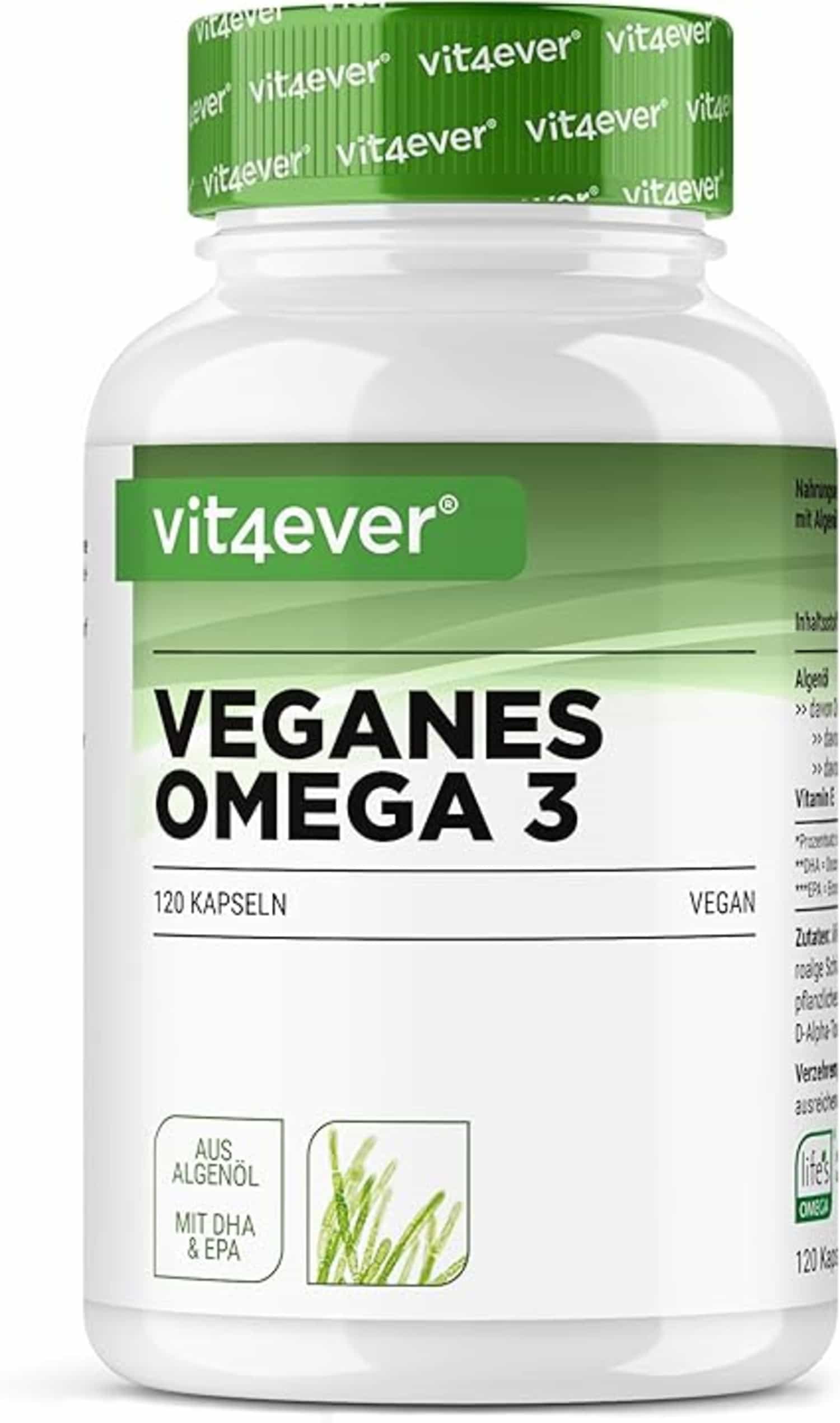 Omega 3 Vegan 120 capsules 1500 mg algenolie DHA 450 mg EPA 225 mg