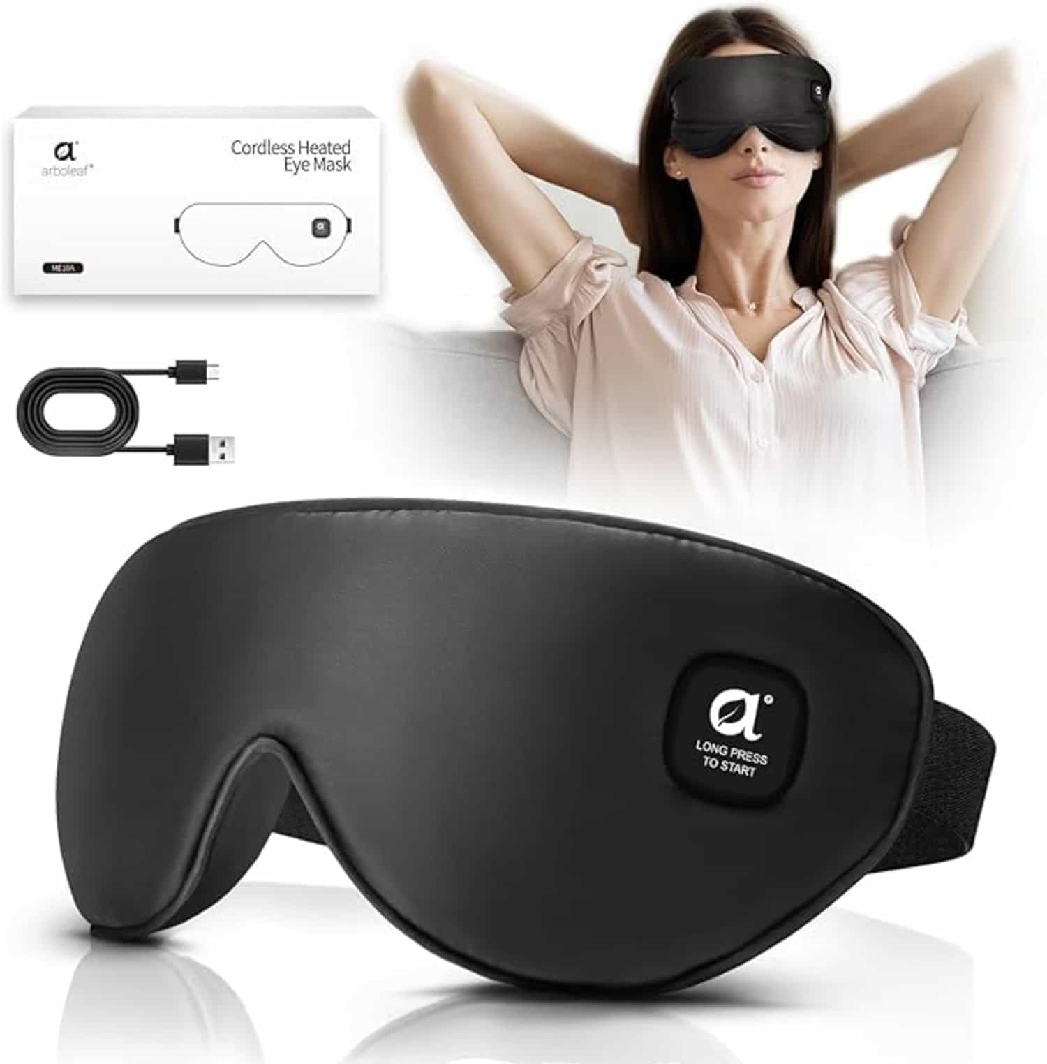 Arboleaf verwarmd draadloos oogmasker met temperatuurregeling voor droge ogen en ontspanning