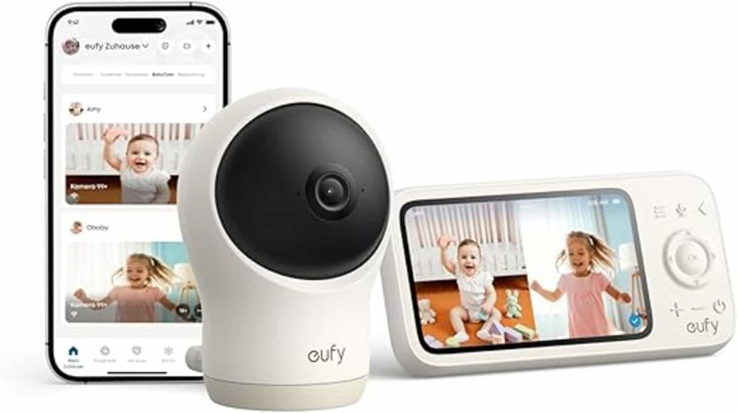 Eufy babyfoon C10 met 2K HD-camera, 4,5 inch display, zwenk-/kantelfunctie en nachtzicht