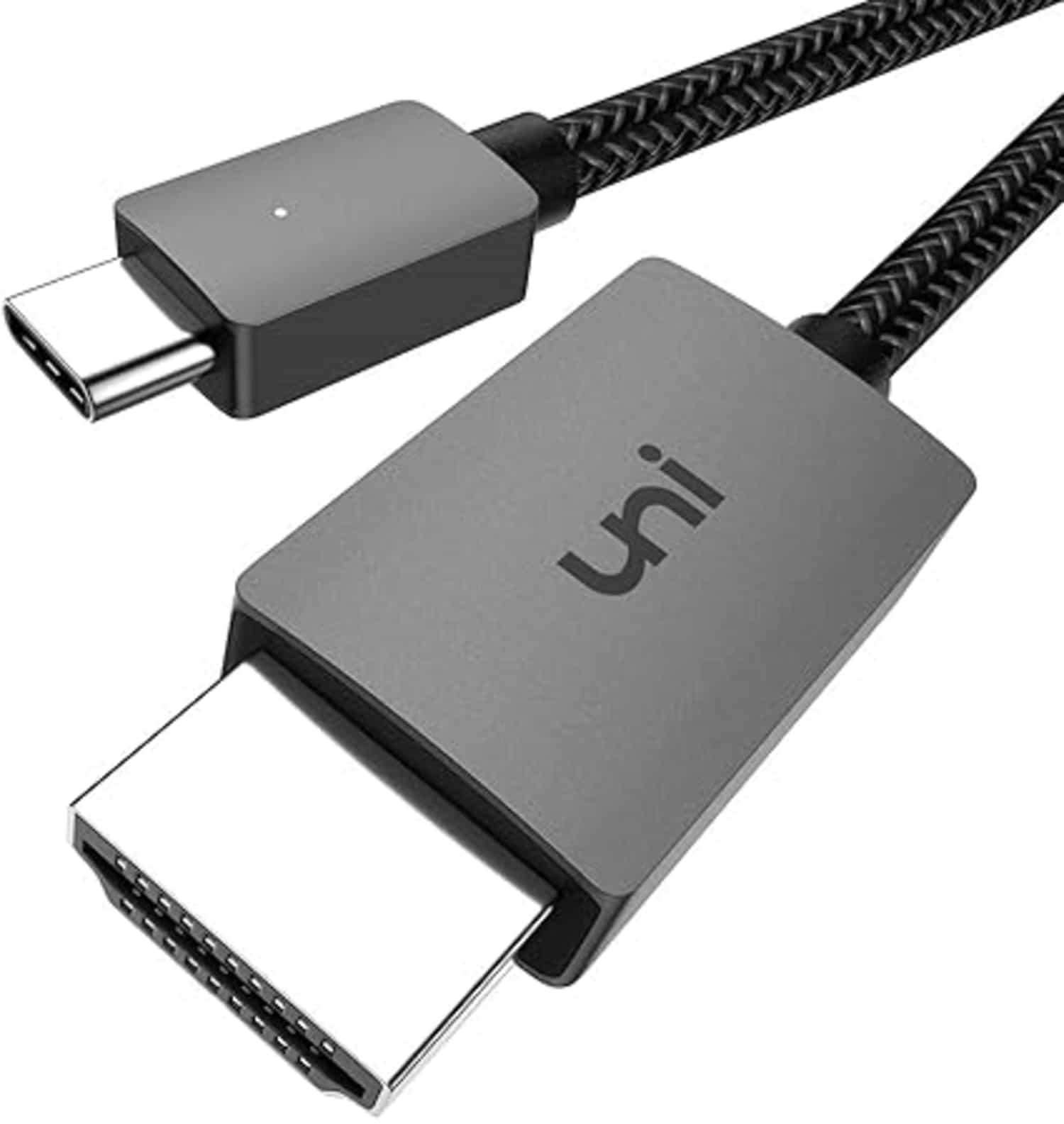 Uni USB-C naar HDMI-kabel 4K: gevlochten, duurzaam, Thunderbolt 4/3 compatibel voor thuisbioscoop en werk