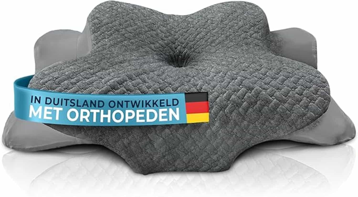 Glückstoff Orthopedisch kussen met traagschuim voor alle slaapposities tegen nekpijn, ergonomisch en ademend grijs