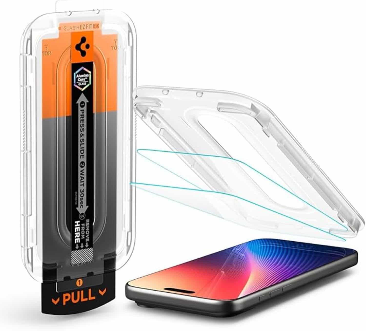 Spigen Glas.tR EZ Fit P Screenprotector iPhone 17 Pro/16 Pro, 2 stuks, sjabloon, 9H glas
